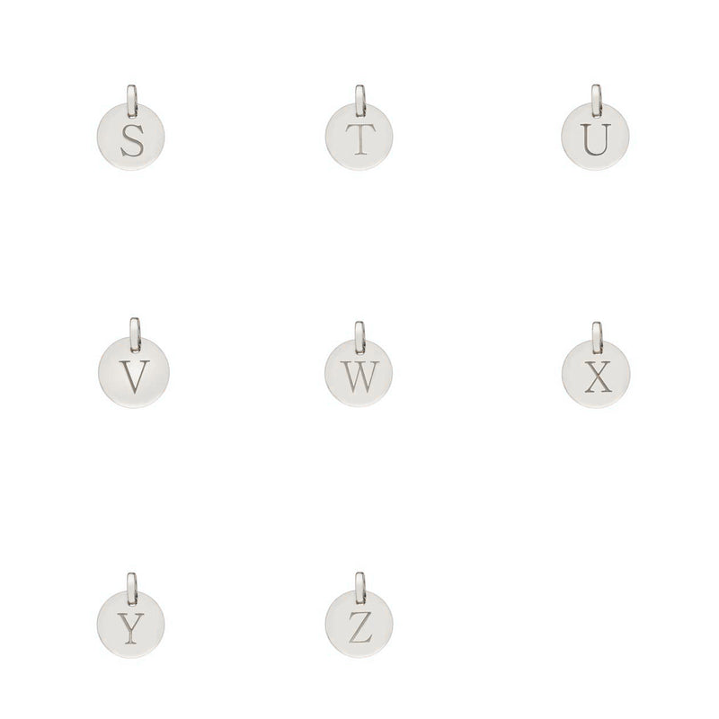 Hobury Silver Disc Engraved Initial Pendant (no chain)