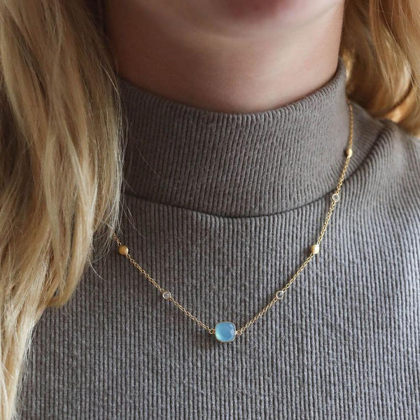 Necklaces & Pendants - Iseo Blue Chalcedony & Gold Vermeil Necklace