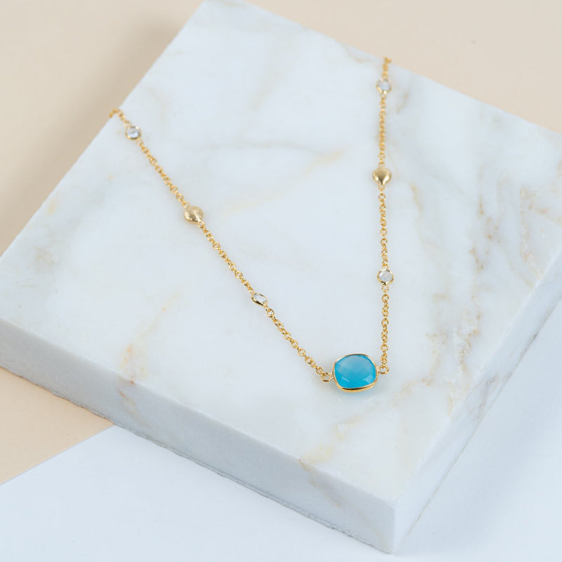 Necklaces & Pendants - Iseo Blue Chalcedony & Gold Vermeil Necklace