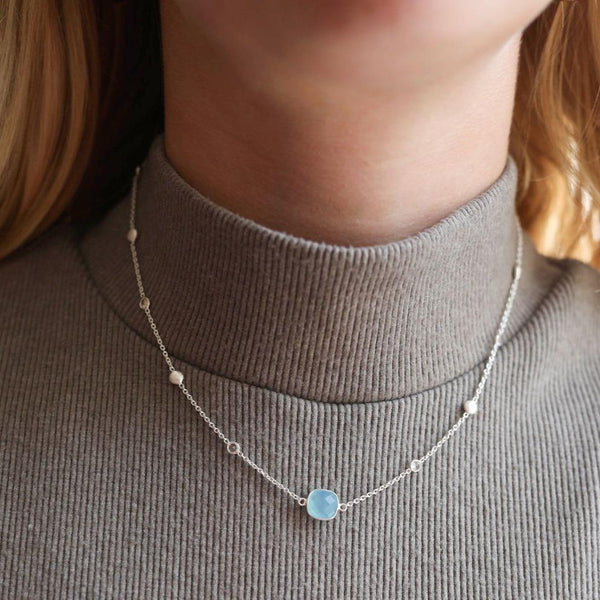 Iseo Blue Chalcedony & Sterling Silver Necklace