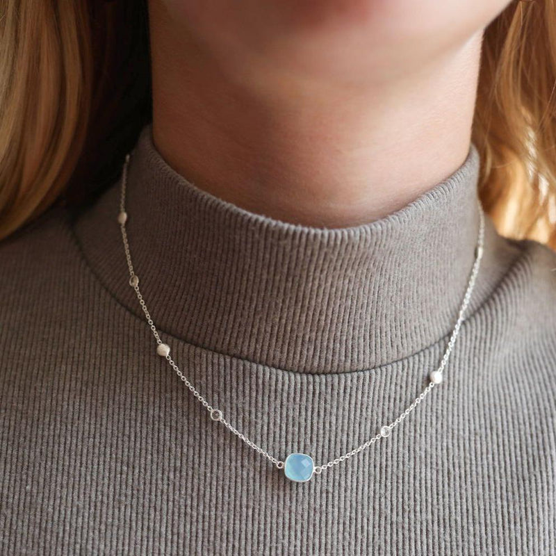 Necklaces & Pendants - Iseo Blue Chalcedony & Sterling Silver Necklace
