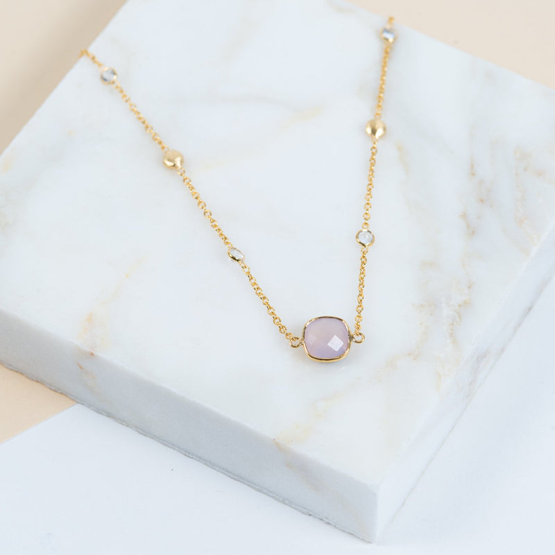 Necklaces & Pendants - Iseo Pink Chalcedony & Gold Vermeil Necklace