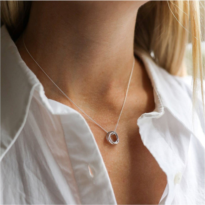 Russian Wedding Ring Pendant, Sterling Silver Trinity Necklace