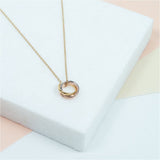 Knightsbridge Three Colour Gold Vermeil Russian Wedding Ring Necklace
