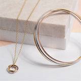 Knightsbridge Three Colour Gold Vermeil Russian Wedding Ring Necklace