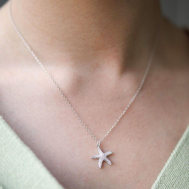 Necklaces & Pendants - Maddalena Sterling Silver Starfish & Cubic Zirconia Necklace