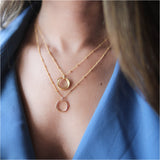 Ronda Round Yellow Gold Vermeil Pendant with Beaded Chain
