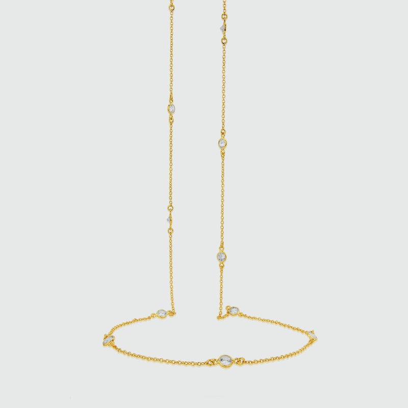 Sofia 34" 18ct Yellow Gold Vermeil & Cubic Zirconia Long Necklace