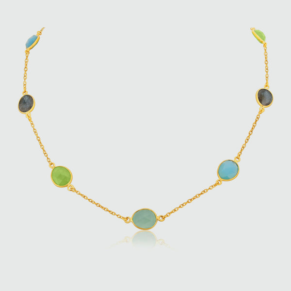 Sotisse Multi Gemstone & Gold Vermeil Necklace-Auree Jewellery