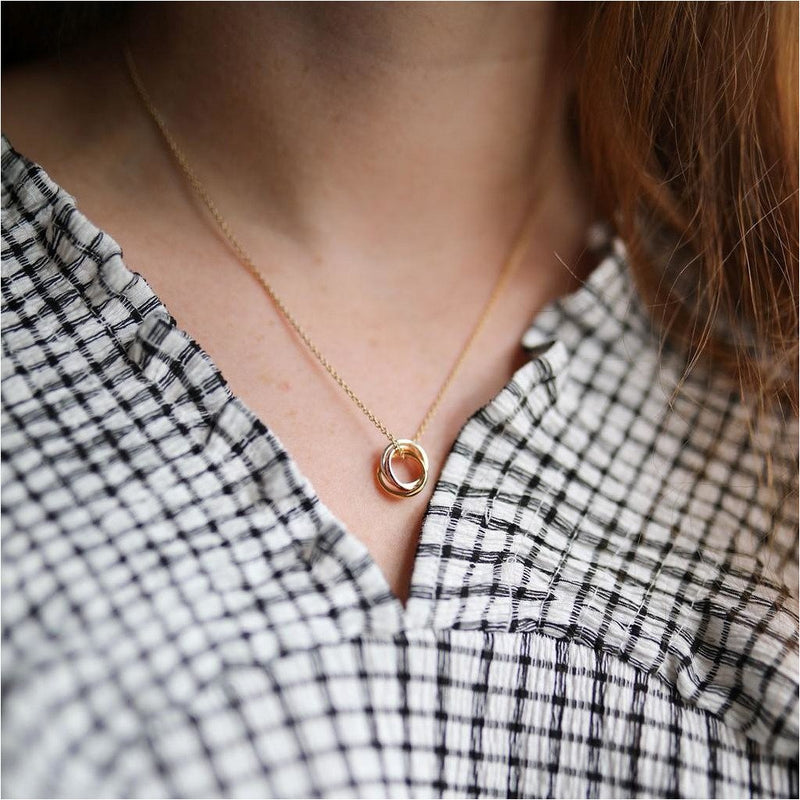 Trinity Necklace, Russian Wedding Ring Pendant, Three Colour 9ct