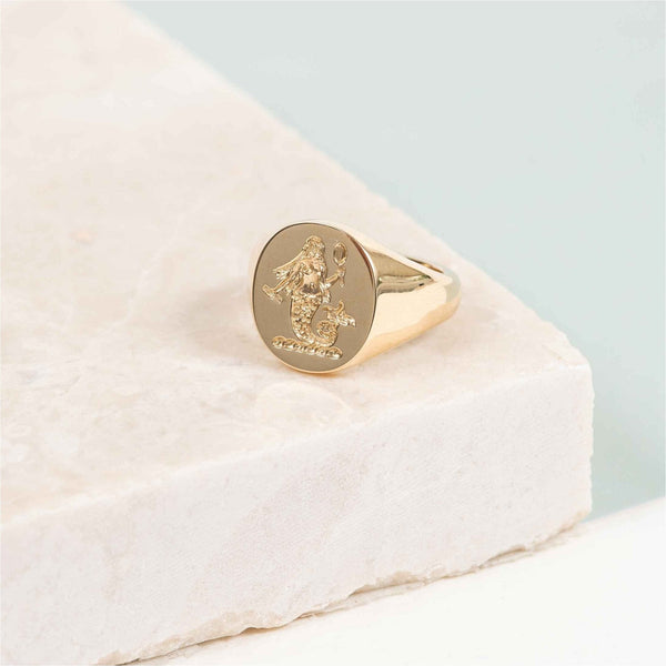 Sydney Solid Gold Mens Engraved Signet Ring-Auree Jewellery