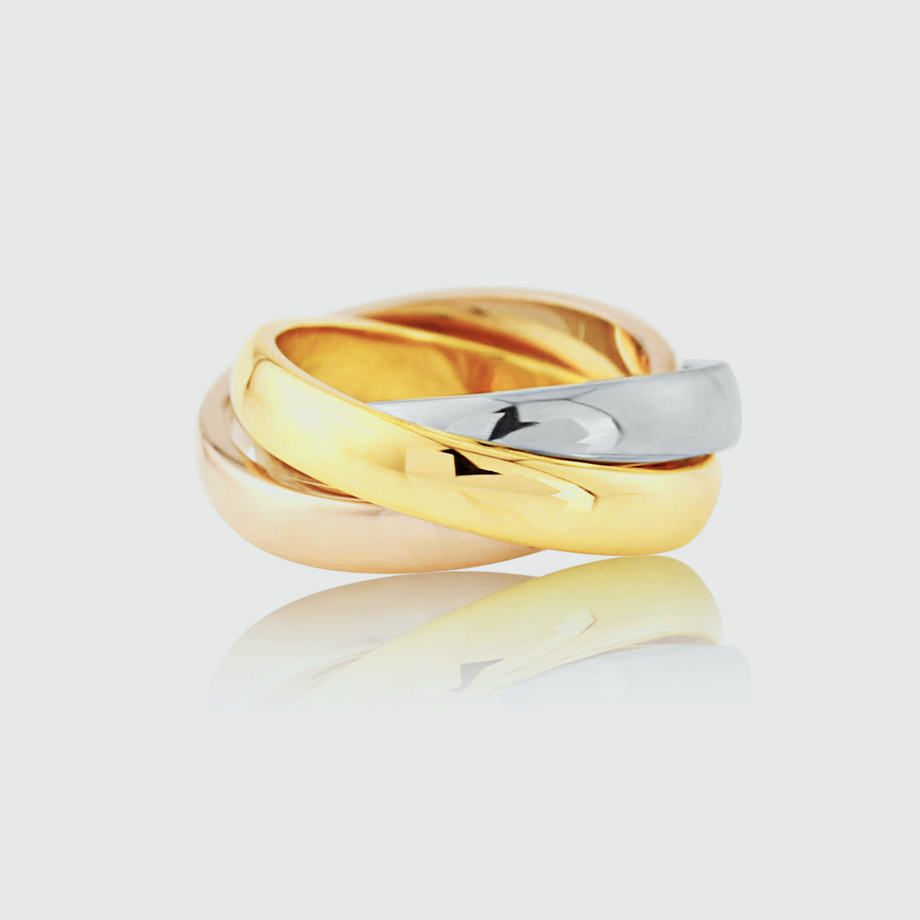 Russian Wedding Ring, 9ct Three Colour Gold, 3mm | Auree Jewellery