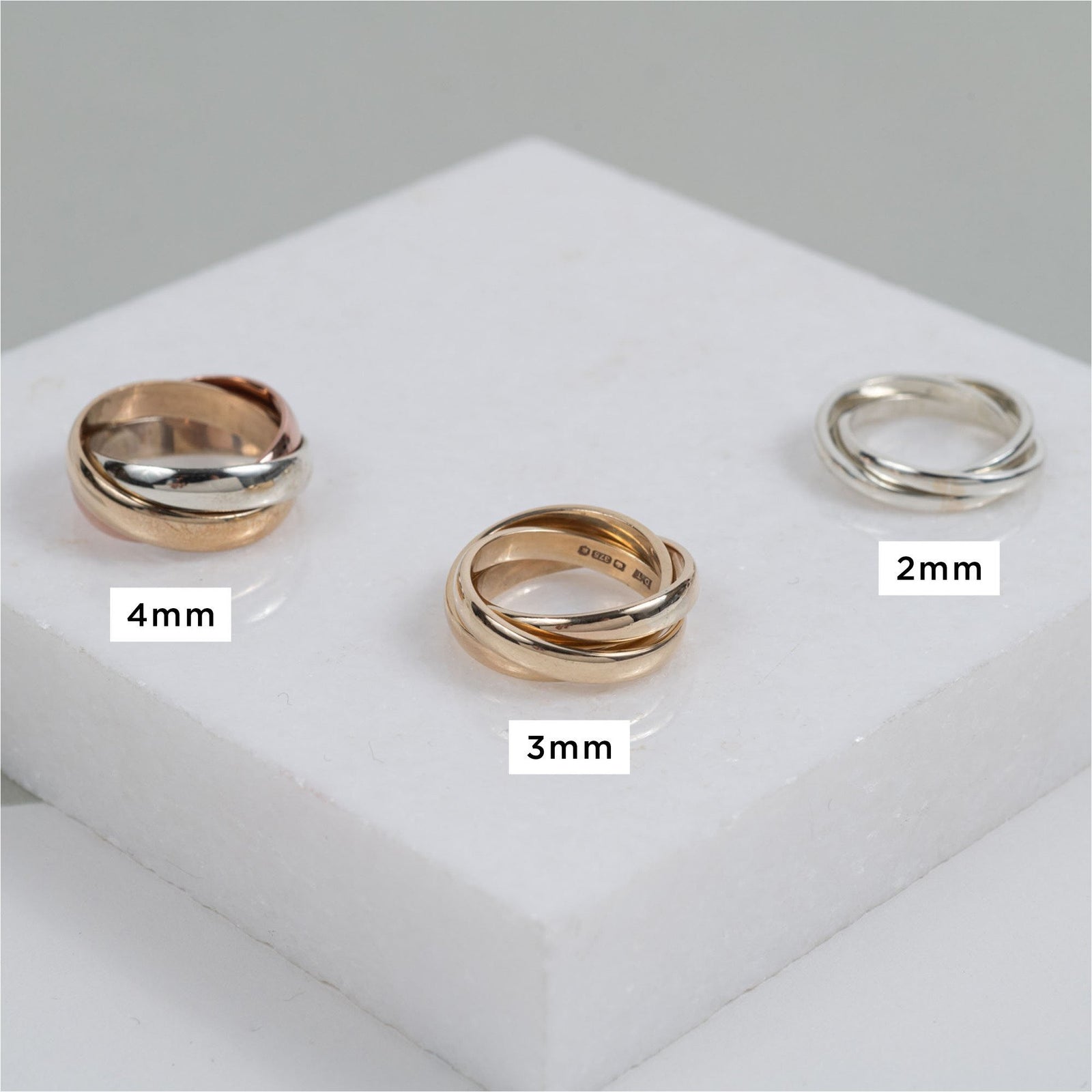Three Colour Gold Russian Wedding Ring 3mm Width Auree Jewellery
