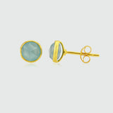 Savanne Gold Vermeil & Aqua Chalcedony Stud Earrings-Auree Jewellery