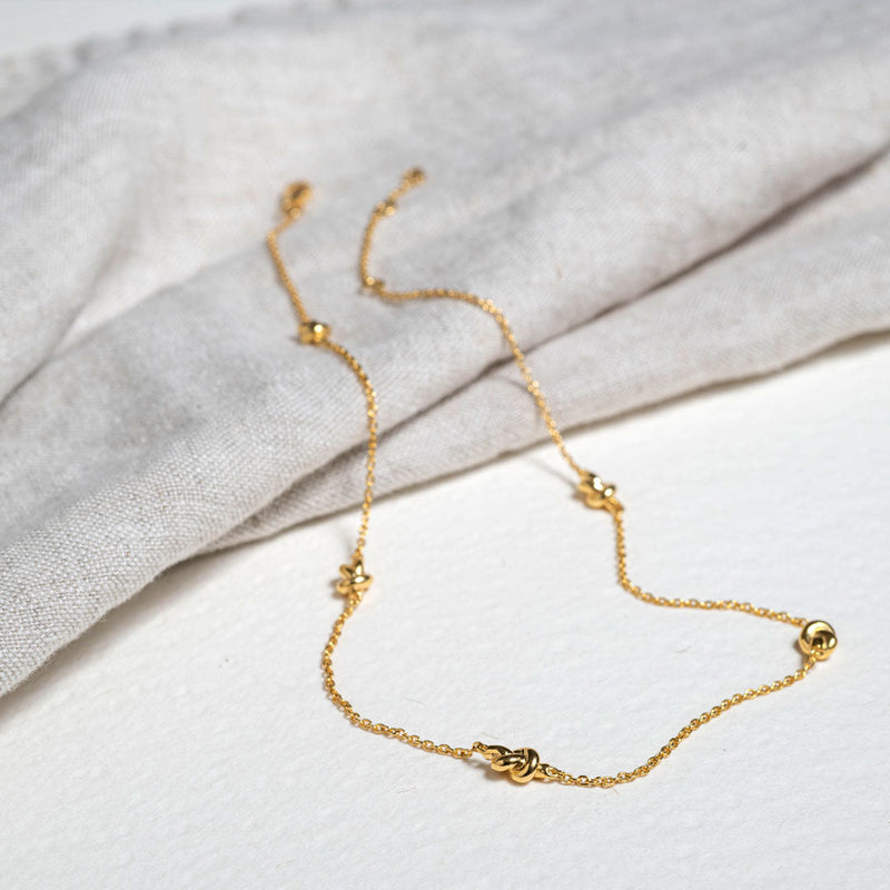 St Ives Gold Vermeil Knot Necklace-Auree Jewellery