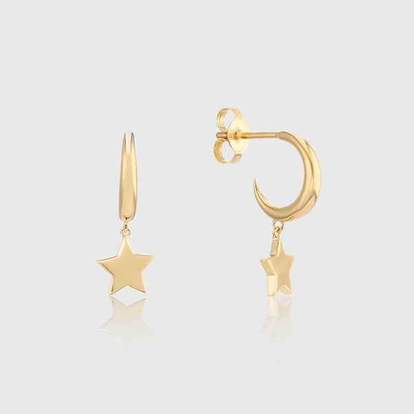 Alta Gold Vermeil Moon Hoop Earrings with Star Drops-Auree Jewellery