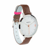 Watches - Montmartre Chestnut & Powder Blue Leather Watch Strap With Silver Buckle