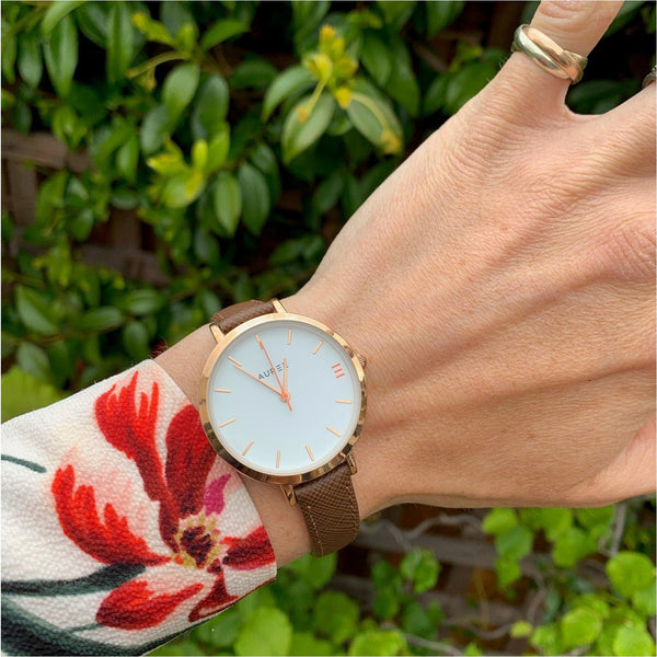 Watches - Montmartre Rose Gold Watch With Chestnut Brown & Orange Leather Strap