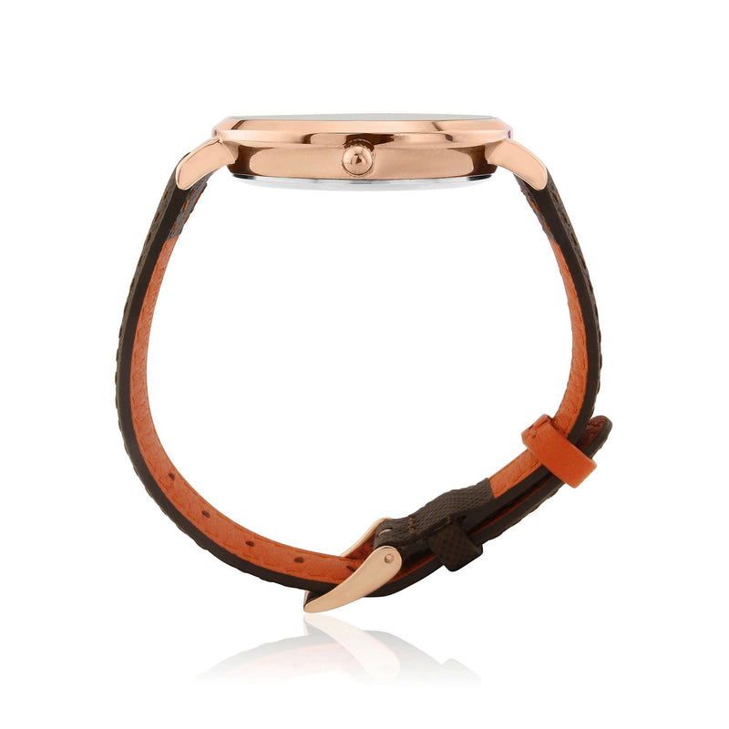 Watches - Montmartre Rose Gold Watch With Chestnut Brown & Orange Leather Strap