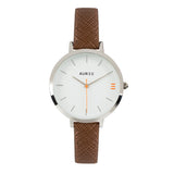 Watches - Montmartre Silver Watch With Chestnut Brown & Orange Leather Strap