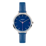 Watches - Montmartre Silver Watch With Royal Blue & Hot Pink Leather Strap