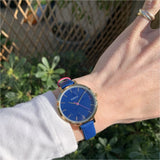 Watches - Montmartre Yellow Gold Watch With Royal Blue & Hot Pink Leather Strap