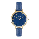 Watches - Montmartre Yellow Gold Watch With Royal Blue & Hot Pink Leather Strap