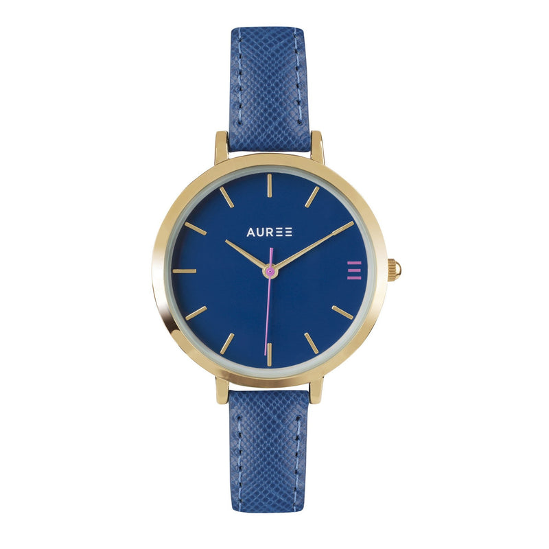 Watches - Montmartre Yellow Gold Watch With Royal Blue & Hot Pink Leather Strap